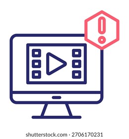 Video Icono dañado Línea Color Estilo Ilustración vectorial