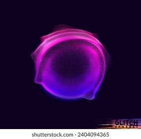 Esfera violeta corrupta. Malla colorida del vector abstracto sobre fondo oscuro. Tarjeta de estilo futurista.