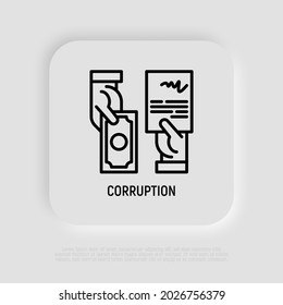 Corruption, bribe thin line icon, agreement in exchange of money. Modern vector illustration.