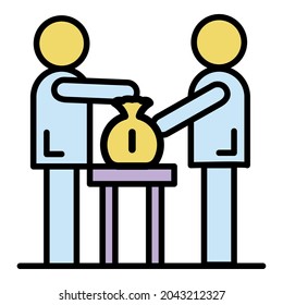 Corruption business icon. Outline corruption business vector icon color flat isolated on white