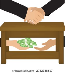 Corruption deal and handshake. vector