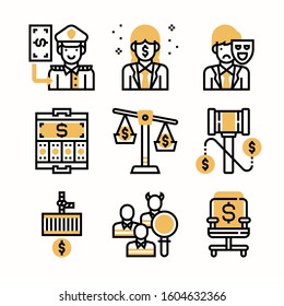 Corruption elemens Color icons Pack vector