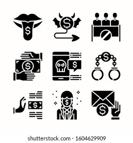 Corruption elemens Glyph icons Pack vector