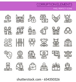 Corruption Elements , Thin Line and Pixel Perfect Icons
