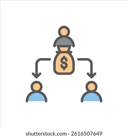 Corruption filled outline icon. Bribe color line illustration.