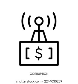 icono de corrupción. Diseño De Estilo De Arte De Línea Aislado En Fondo Blanco