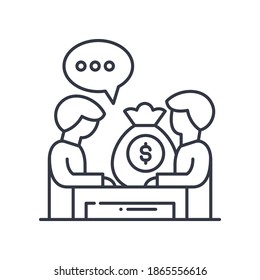 Corruption icon, linear isolated illustration, thin line vector, web design sign, outline concept symbol with editable stroke on white background.