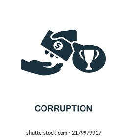 Corruption icon. Monochrome simple line Economic Crisis icon for templates, web design and infographics