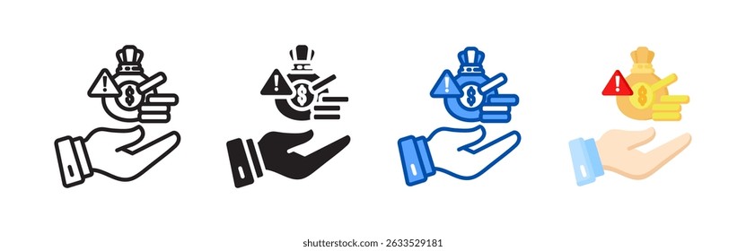 Pacote de conjunto de ícones de corrupção. Coleção de ícones de estilo múltiplo perfeita para sites, aplicativos e apresentações. Coleção de ícones de vetor simples