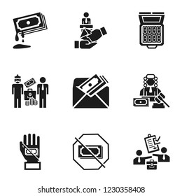 Corruption icon set. Simple set of 9 corruption vector icons for web design isolated on white background