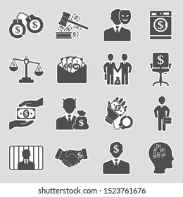 Corruption Icons. Sticker Design. Vector Illustration.