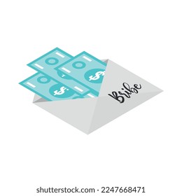 Corruption isometric icon with bribe in envelope 3d vector illustration