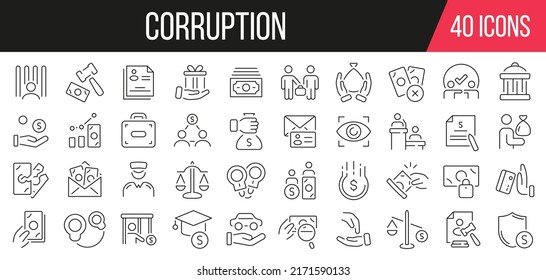 Corruption line icons collection. Set of simple icons. Vector illustration