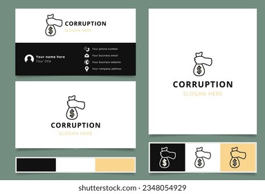 Corruption logo design with editable slogan. Branding book and business card template.