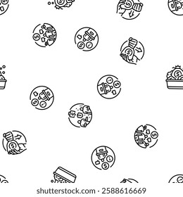 corruption money business cash vector seamless pattern thin line illustration