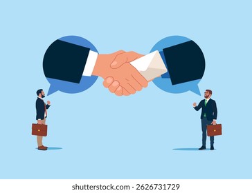 Corruption with shaking hands and transmitting envelope with money. Stop corruption. Crime and deceit. Business deal, agreement, contract. Flat vector illustration