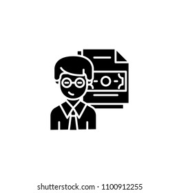 Corruption statistics black icon concept. Corruption statistics flat  vector symbol, sign, illustration.