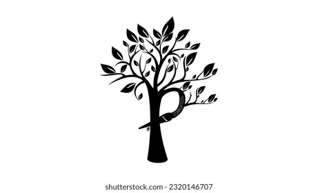 corruption tree, the tree cuts itself, high quality vector