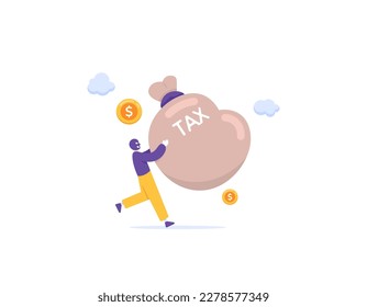 A corruptor corrupts people's tax money. A criminal or a thief runs and carries away a sack of tax money. criminal act. taxation issues. illustration concept design. vector elements. white background