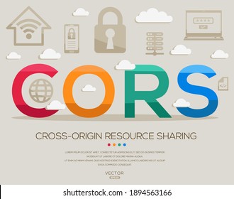CORS mean (Cross-Origin Resource Sharing) IT Security acronyms ,letters and icons ,Vector illustration.
