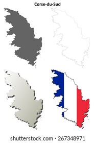 Corse-du-Sud (Corsica) outline map set