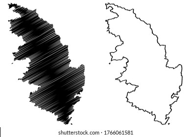 Corse-du-Sud Department (France, French Republic, Corsica or Corse region, island) map vector illustration, scribble sketch Southern Corsica map
