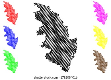 Corse-du-Sud Department (France, French Republic, Corsica or Corse region, island) map vector illustration, scribble sketch Southern Corsica map