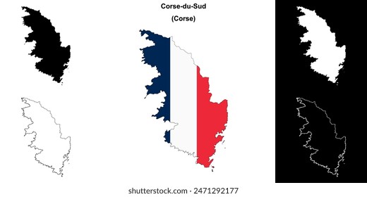 Corse-du-Sud department outline map set