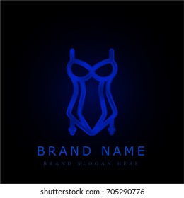 Corset blue chromium metallic logo