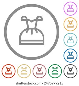 Corset bodice dress outline flat color icons in round outlines on white background