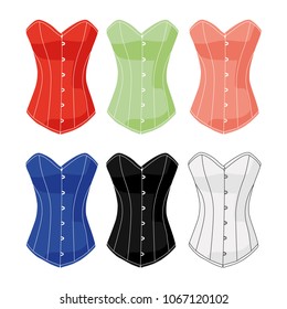 corset different colors set realistic vector illustration isolated