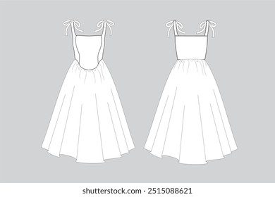 corset dress corset dress draw technical fashion illustration dress vector