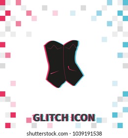 Corset  glitch effect vector icon. Elegant underwear.