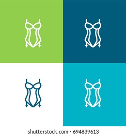 Corset green and blue material color minimal icon or logo design