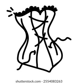 Corset icon in hand drawn style 

corset, girdle, bustier, cincher, clothing, accessory, ballet, ballerina, doodle, drawing, sketchy, vector, icon

