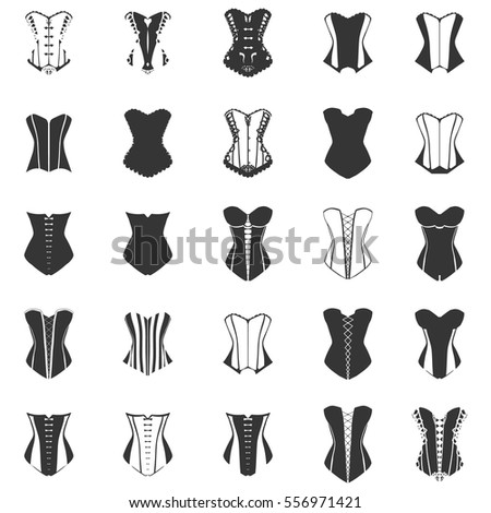 corset icon set with 25 components 