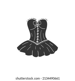 Corset Icon Silhouette Illustration. Elegant Dress Female  Vector Graphic Pictogram Symbol Clip Art. Doodle Sketch Black Sign.