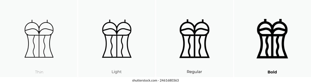 corset icon. Thin, Light Regular And Bold style design isolated on white background