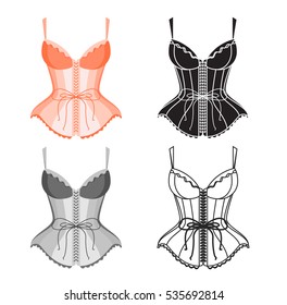 Corset Lace Color Set. Vector