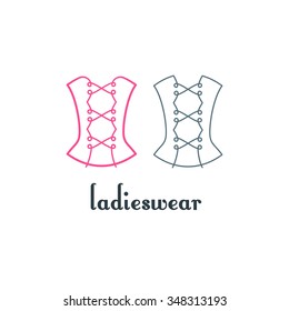 Corset Logo Design. Vector Isolated Linear Symbol. Womanly Wear Decorative Icon.