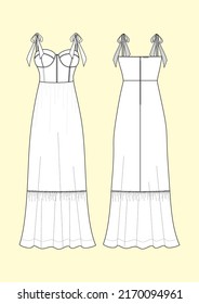 Corset long Dress - Fashion Technical drawing design