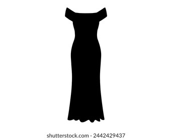 Corset midi dress silhouette vector art white background