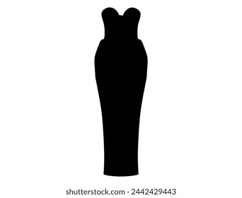 Corset midi dress silhouette vector art white background