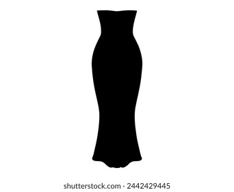 Corset midi dress silhouette vector art white background