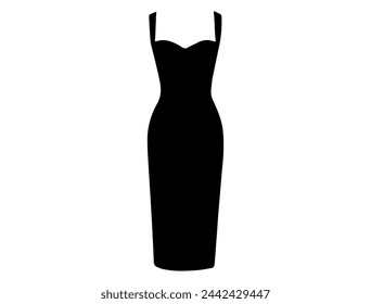 Corset midi dress silhouette vector art white background