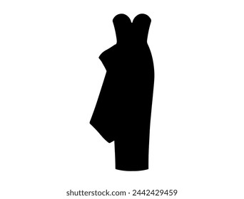Corset midi dress silhouette vector art white background
