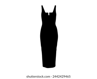 Corset midi dress silhouette vector art white background