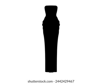 Corset midi dress silhouette vector art white background