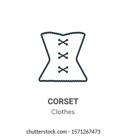 Corset outline vector icon. Thin line black corset icon, flat vector simple element illustration from editable  concept isolated on white background