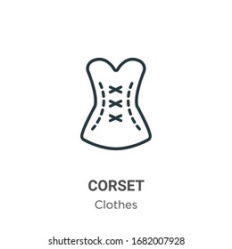 Corset outline vector icon. Thin line black corset icon, flat vector simple element illustration from editable clothes concept isolated stroke on white background